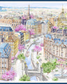 CASHMERE PRINTED SHAWL: PARIS: LIGHT BLUE