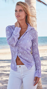 Cino St. Lucia Thistle Eyelet Button Down Shirt