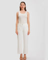 ELASTIC WAIST SILK PANTS: IVORY
