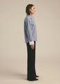 THE CUFFED STATEMENT SHIRT IN SLATE STRIPE
