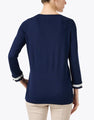 J'Envie Navy and White Fringe Knit Top