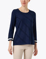 J'Envie Navy and White Fringe Knit Top