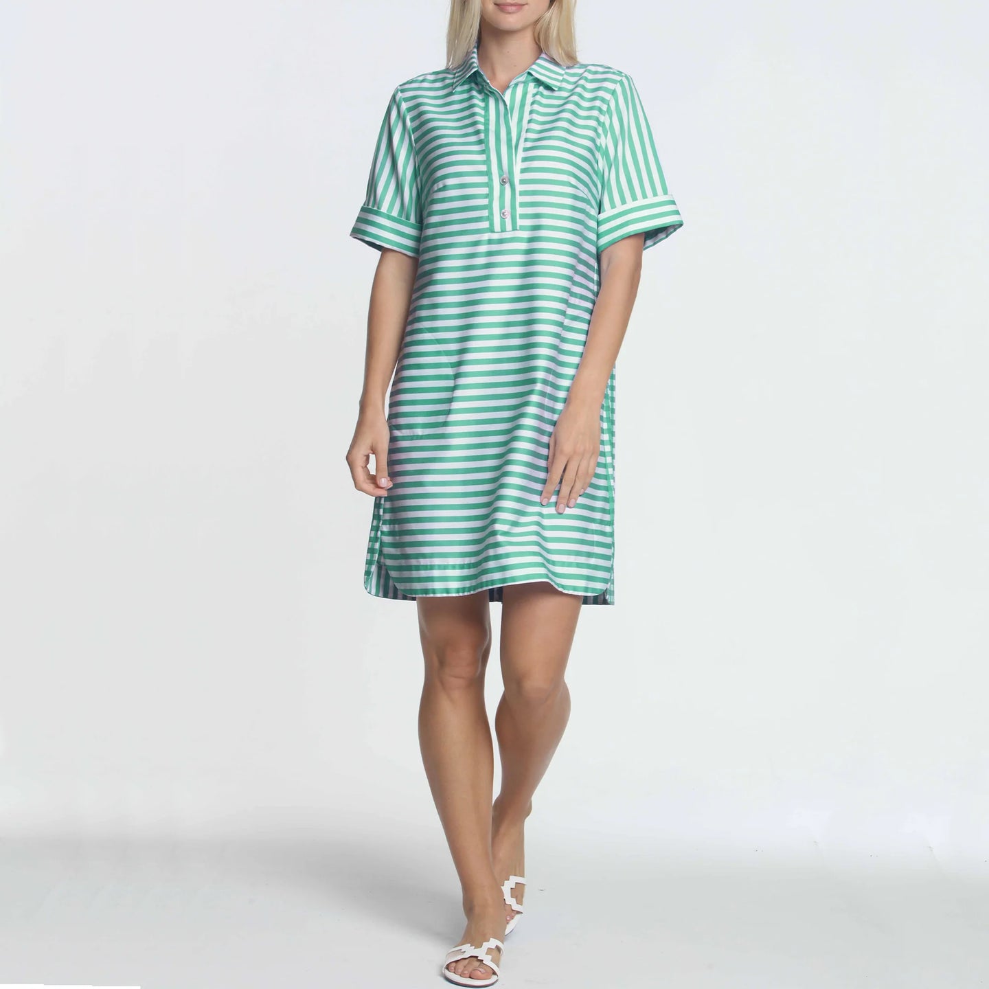 Hinson+Wu Aileen Short Sleeve Stripe/Gingham Dress