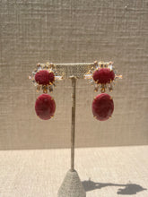 Load image into Gallery viewer, Pink Hydro Ruby with CZ Baguettes Earrings
