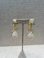 White Mother of Pearl, Lemon Quartz and Blue Quartz Set Drop Earrrings