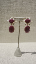 Load and play video in Gallery viewer, Pink Hydro Ruby with CZ Baguettes Earrings
