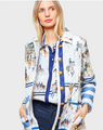 RANI ARABELLA SILK PRINTED QUILTED JACKET: VERONA: BLUE