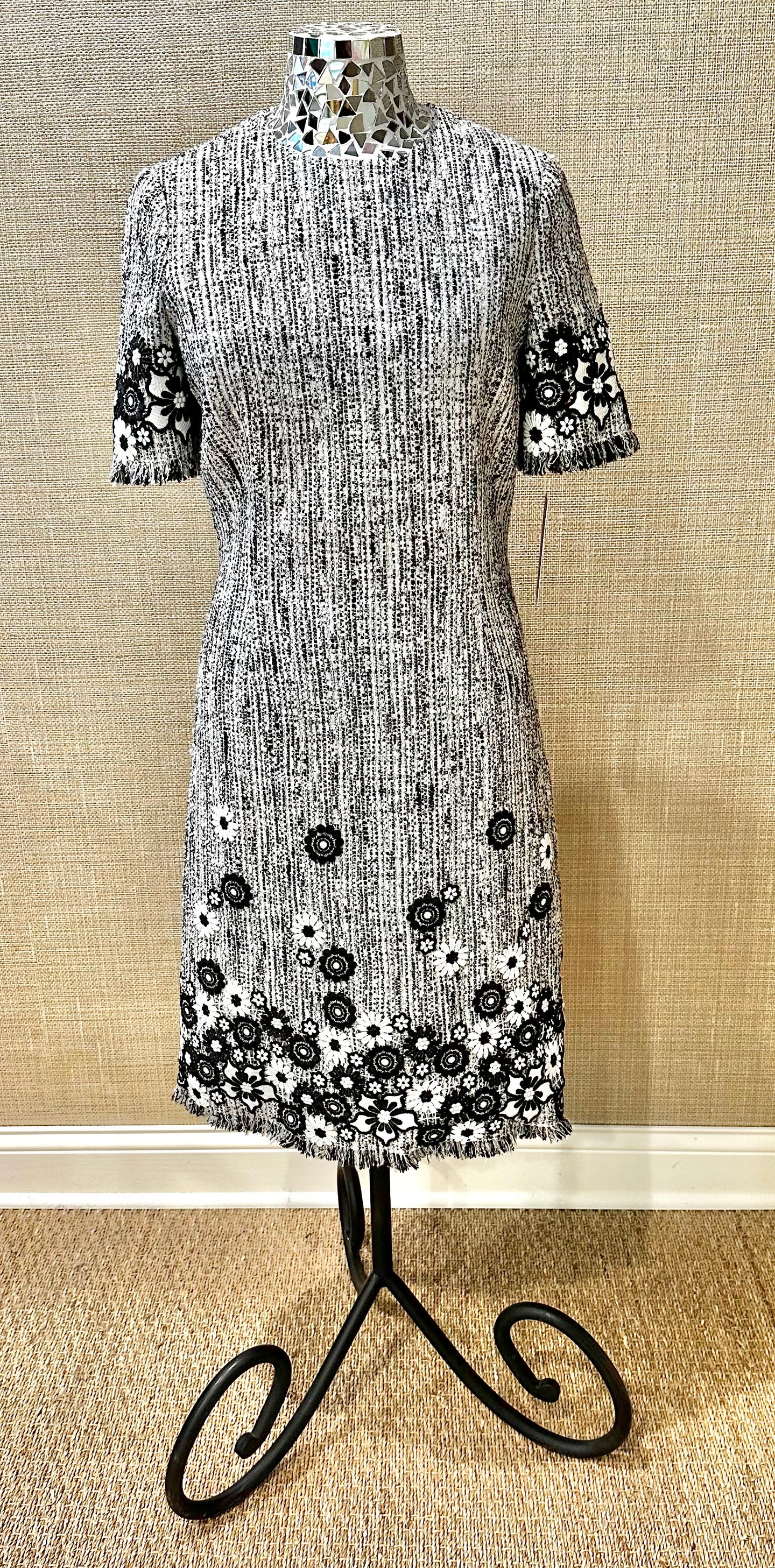 Tweed Embroidered Cocktail Dress