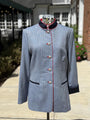 Salzburg Blue Herringbone wool Blazer w/Black and Red