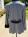 Salzburg Blue Herringbone wool Blazer w/Black and Red