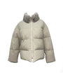28” Genuine mink and down reversible stand collar zipper closure coat