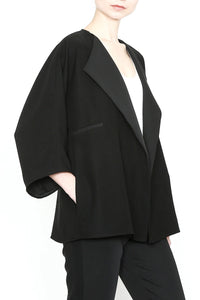 Yeohlee Lapel Kimono Sleeve Jacket in Smart Gab Microfiber