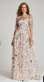 Teri Jon Overlay Gown with 3D Embroidered Florals