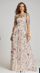 Teri Jon Overlay Gown with 3D Embroidered Florals