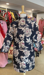 Connie Roberson Navy Poly/Silk Floral Jacket