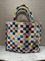 Wolf+Willa Rainbow Checkers Large Silk Tote