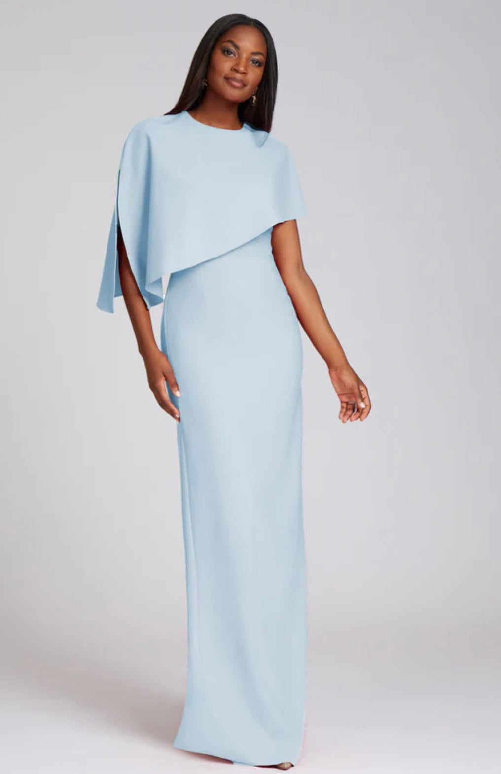 Crepe asymmetrical overlay gown
