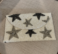 Load image into Gallery viewer, Tiana- Beaded Clutch- White/Stars
