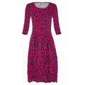 Alquema 3/4 Sleeve Smash Pocket Dress: Pink Leopard Print