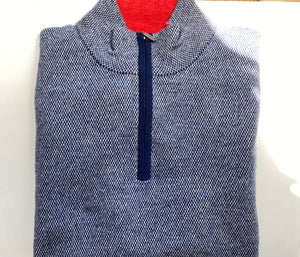 Kinross Men's Detail Quarter Zip 100% Cashmere Sweater