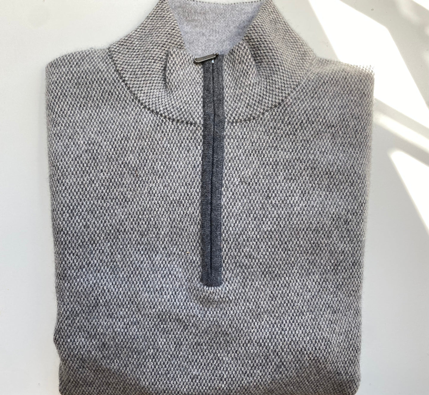 Kinross Men's Detail Quarter Zip 100% Cashmere Sweater
