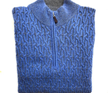 Load image into Gallery viewer, Kinross Men&#39;s Cable Quarter Zip 100% Cashmere Sweater
