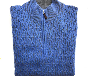 Kinross Men's Cable Quarter Zip 100% Cashmere Sweater