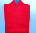 Kinross Men's Ribbed Quarter Zip 100% Cashmere Sweater