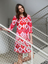 Load image into Gallery viewer, Vilagallo Dress Adriana Ikat Red Print
